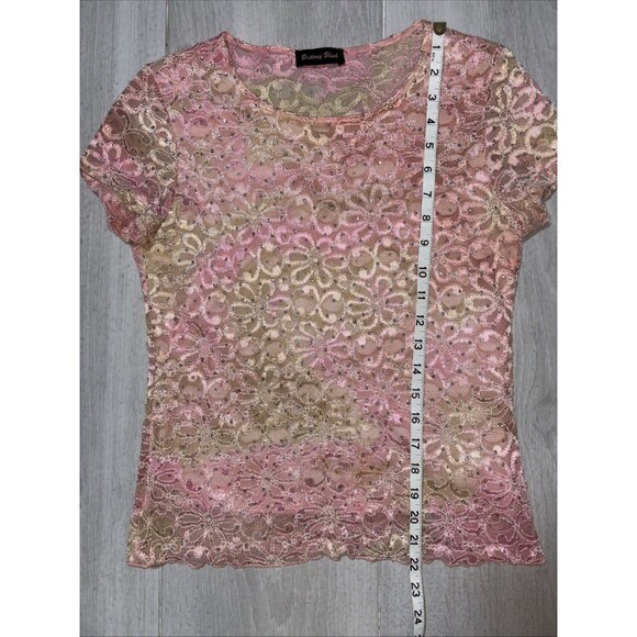 Y2K SoftGirl Fairycore Sheer Lace Glitter top size medium - Picture 8 of 8